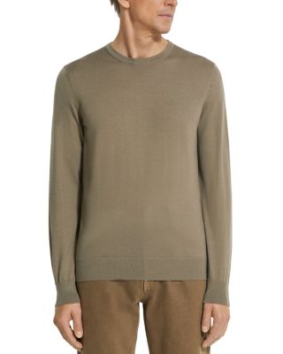 Zegna Khaki Cashseta Crewneck Sweater