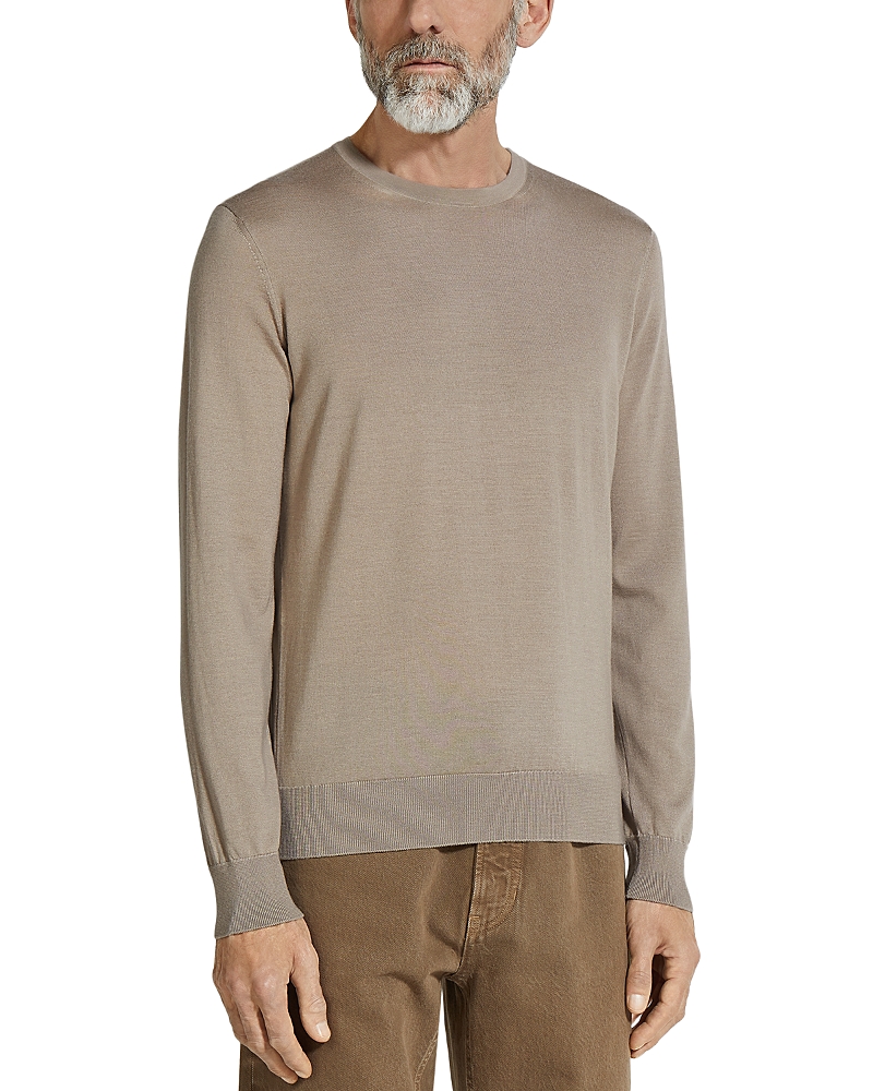 Zegna Khaki Cashseta Crewneck Sweater