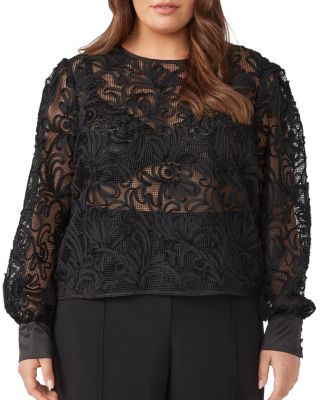 Estelle Plus - Plus Dawn Open Lace Sheer Top