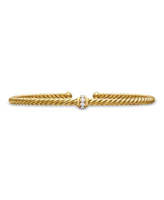 18K Yellow Gold Cable Classics Pav&eacute; Center Station Bracelet