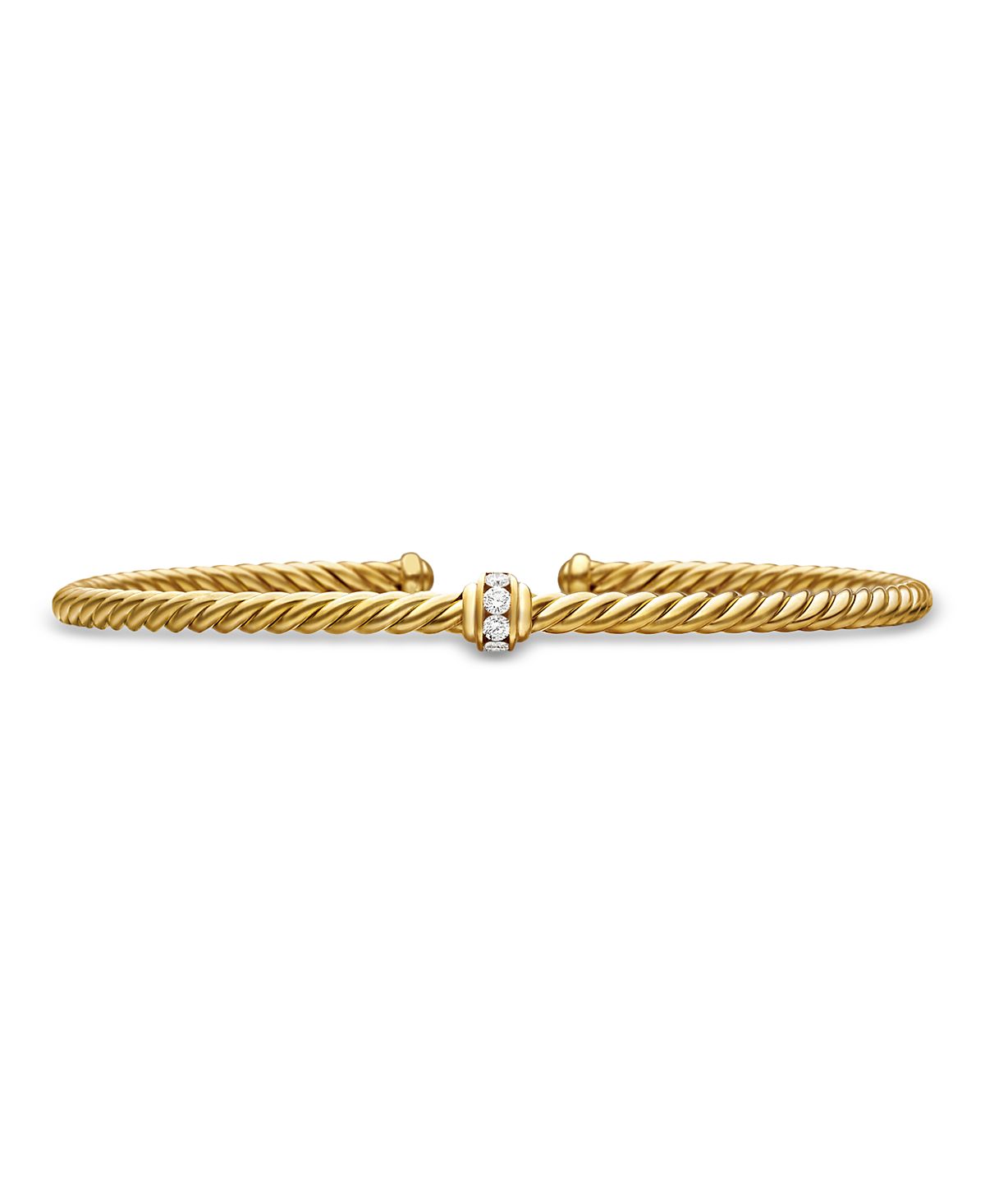 David Yurman 18K Yellow Gold Cable Classics Pave Center Station Bracelet