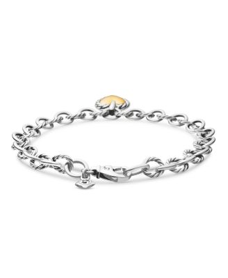 Cable Collectibles&reg; Cookie Classic Heart Bracelet in Sterling Silver with 18K Yellow Gold, 4.5mm