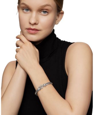 Buckle Classic Cable Bracelet in Sterling Silver with Hampton Blue Topaz and Diamonds, 7mm