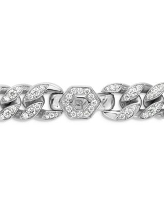Curb Chain Bracelet in Sterling Silver with Diamonds