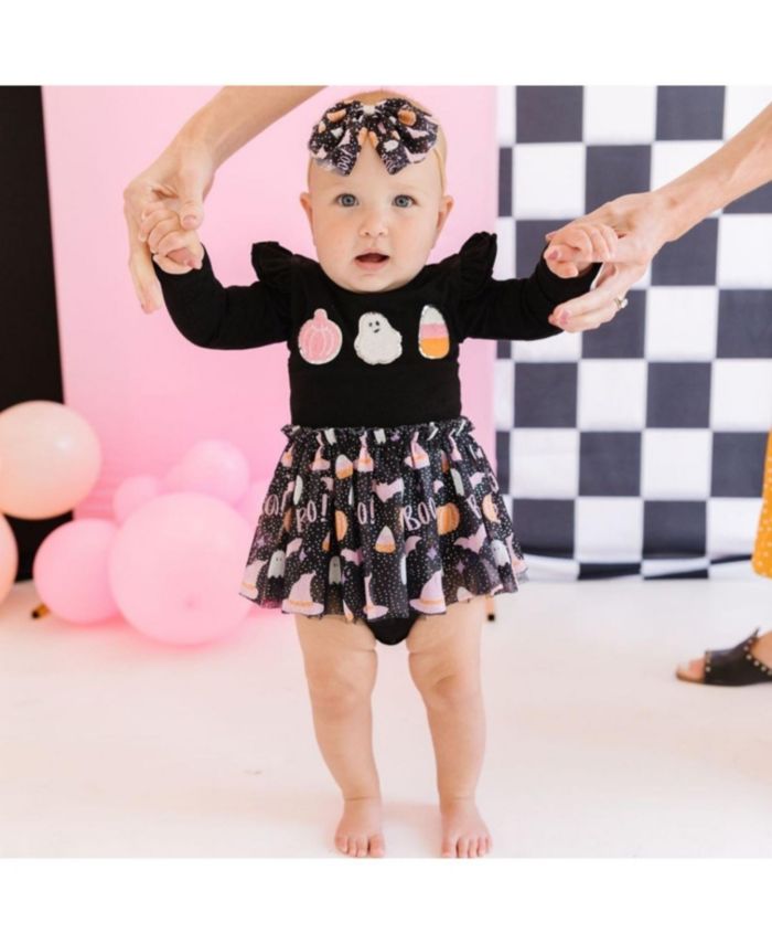 Girls' Boo Halloween Long Sleeve Tutu Bodysuit - Baby