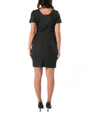 Women's Short Sleeve Maternity & Nursing Knee Length Dress in Italian Stretch Suiting Fabric