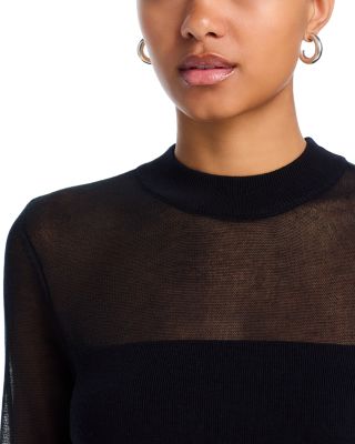 Sheer Knit Mock Neck Top - Exclusive 
