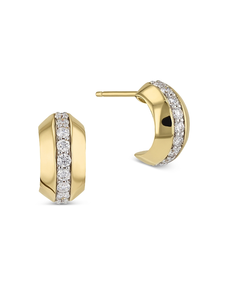 Phillips House 14k Yellow Gold Affair Diamond Knife Edge Micro Hoop Earrings In Gold