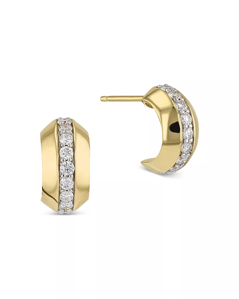 Phillips House 14K Yellow Gold Affair Diamond Knife Edge Micro Hoop Earrings