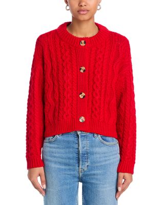 AQUA - Cable Knit Cardigan Sweater - Exclusive