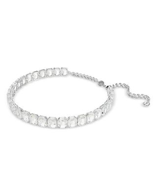 Millenia Octagon Crystal Choker Necklace in Rhodium Plated, 11.75"-13.75"