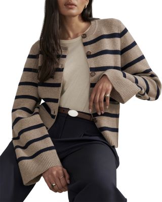 Cooper Wool Blend Crewneck Cardigan Sweater