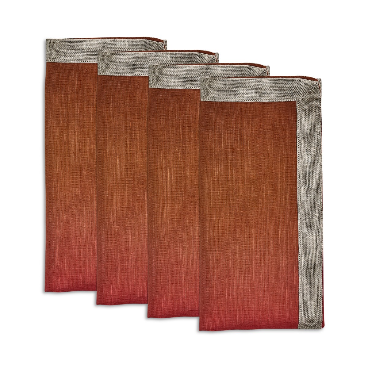 Kim Seybert Linen Dip Dye Napkins, Set of 4 in Cranberry/Orange