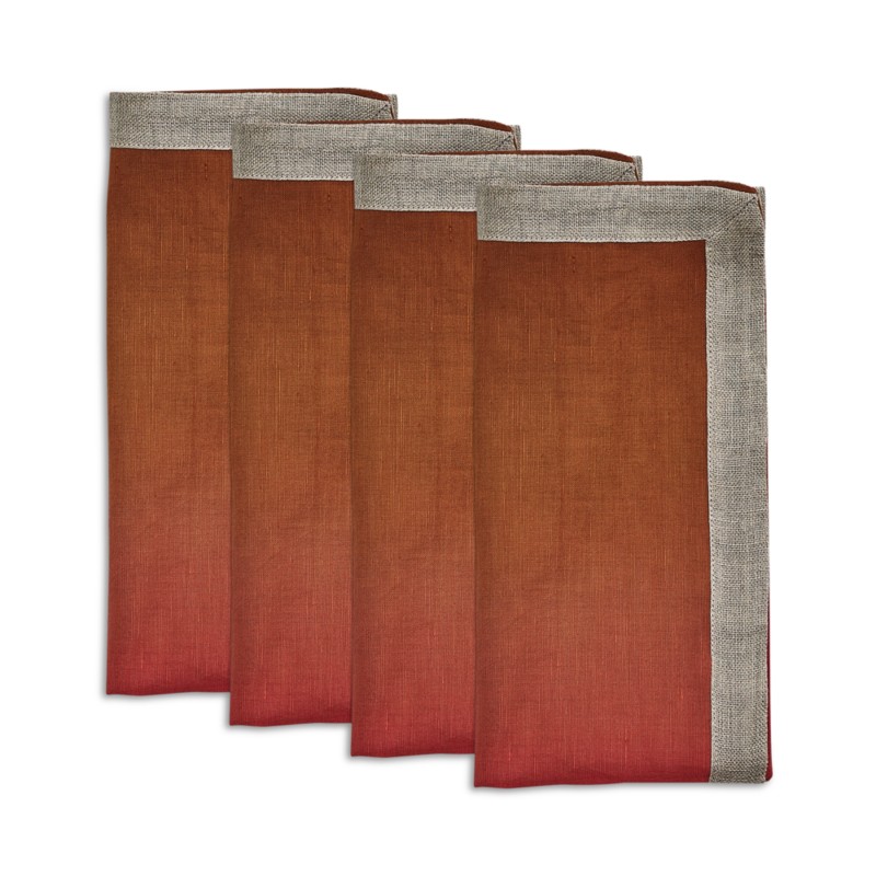 Kim Seybert Linen Dip Dye Napkins, Set of 4 in Cranberry/Orange