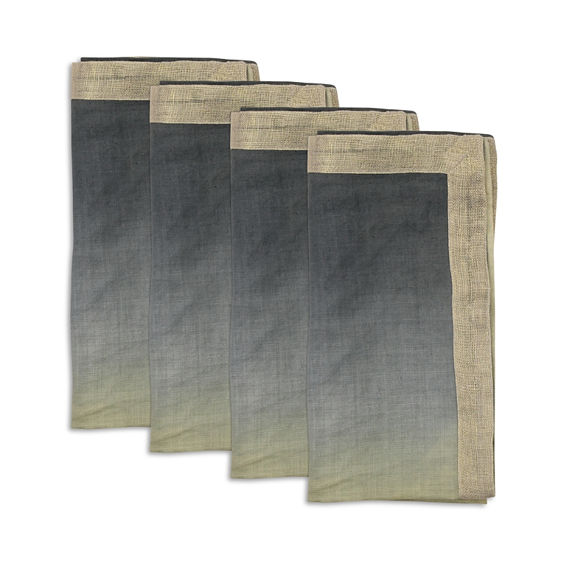 Kim Seybert Linen Dip Dye Napkins, Set Of 4 In Sage/midnight
