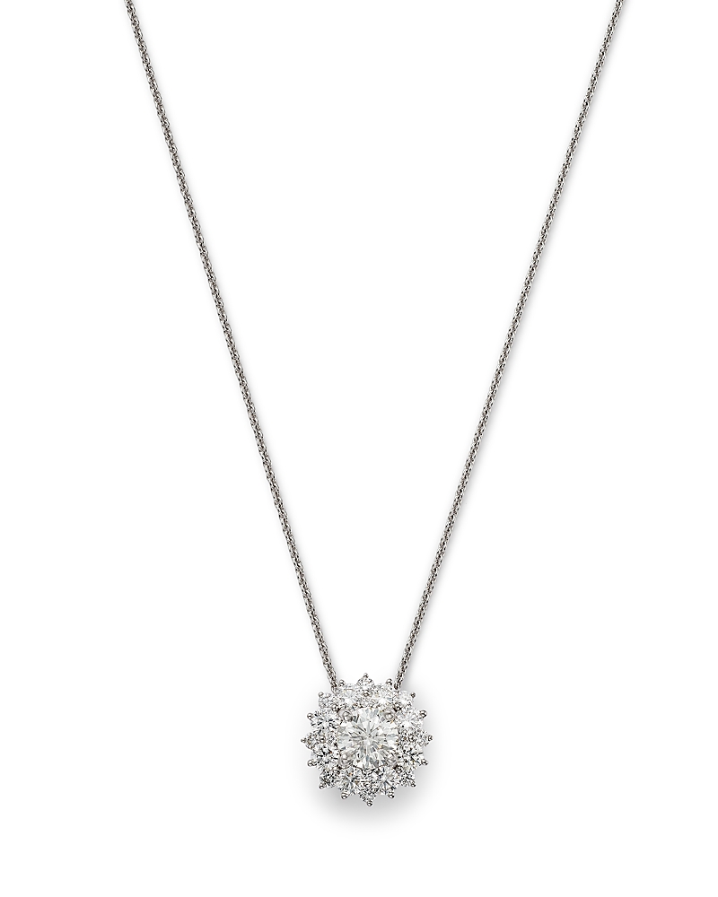 Bloomingdale's Fine Collection Diamond Cluster Pendant Necklace In 18k White Gold, 1.65 Ct. T. W. In White