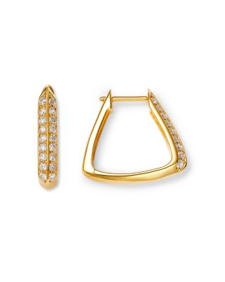 Diamond Oval Geometric Hoop Earring in 14K Yellow Gold, 0.50 tcw