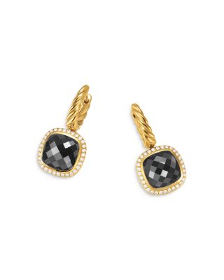 Albion&reg; Drop Earrings in 18K Yellow Gold with Black Onyx and Diamonds, 10mm