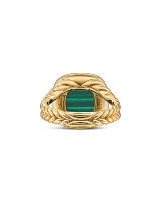 Albion&reg; Ring in 18K Yellow Gold with Malachite and Diamonds, 11mm