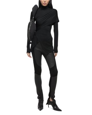 Asymmetric Draped Turtleneck Top