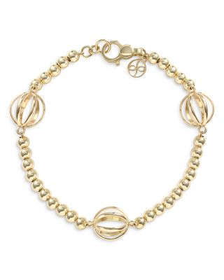 L. Klein - 18K Yellow Gold Prisma Cage & Ball Bracelet