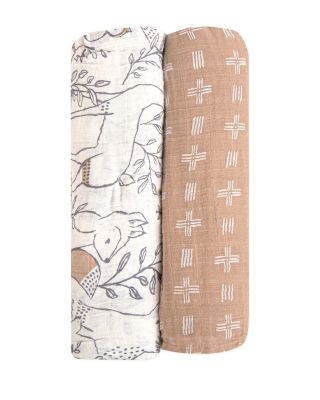 Crane Baby Copper Dash & Ezra Print Swaddle Wraps, 2 Pack - Ages 0-36 Months