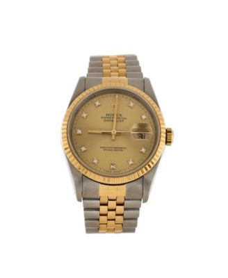 Pre-Owned Rolex Oyster Perpetual Datejust Automatic Watch in Stainless Steel and Gold with Diamond Markers 36mm