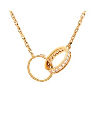 Pre-Owned Cartier Love Interlocking Necklace 18K Rose Gold with Diamonds