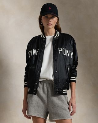 Unisex Satin Pink Pony Bomber Jacket