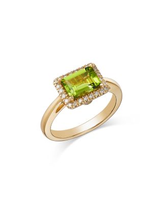 Bloomingdale's Fine Collection - Peridot & Diamond Halo Ring in 14K Yellow Gold
