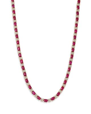 Ruby & Diamond Tennis Necklace in 14K Yellow Gold, 16"