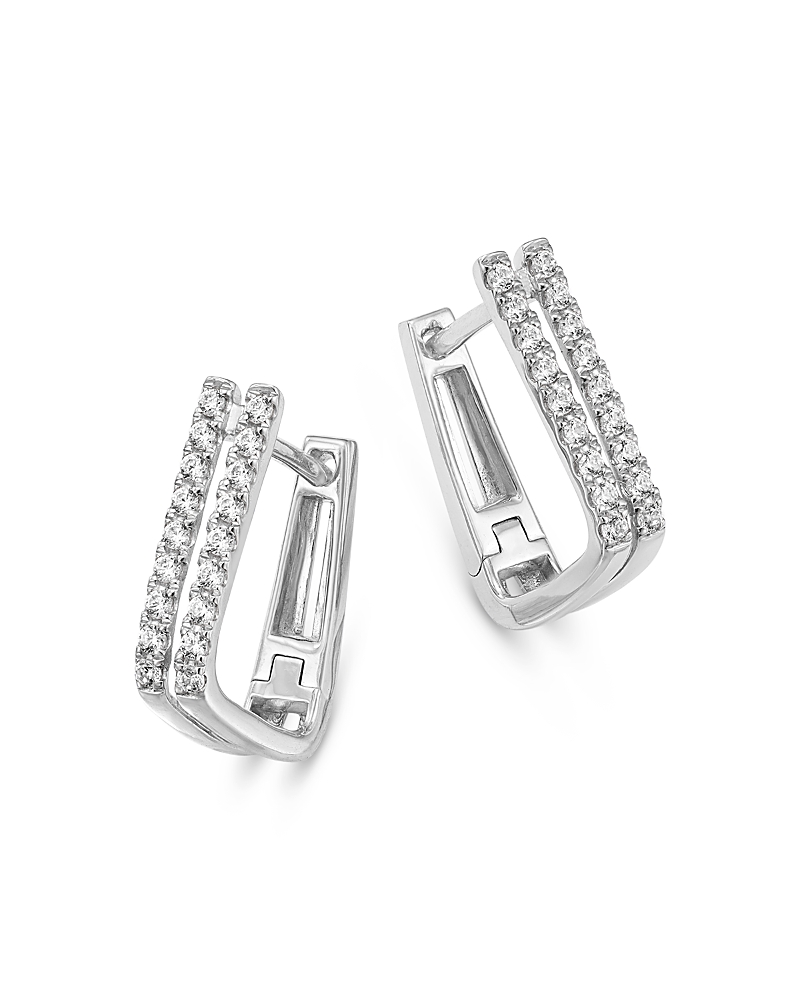 Bloomingdale's Fine Collection Diamond Huggie Hoop Earrings In 14k White Gold, 0.25 Ct. T. W. In White