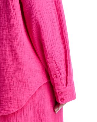 Gauze Boyfriend Shirt Swim Cover-Up