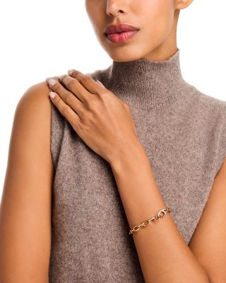 18K Rose Gold Garnett Diamond Pav&eacute; Clasp Open Link Bracelet