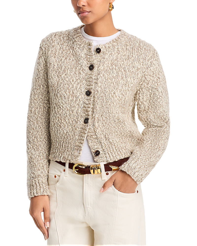 Frame Marl Cardigan In Cream Multi