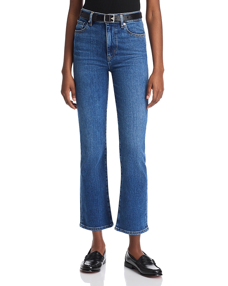 FRAME LE SLEEK STRAIGHT FIT HIGH RISE CROPPED JEANS IN THUNDERSTORM