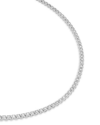Diamond Crown-Set Matinee Tennis Necklace in 14K White Gold, 12 tcw