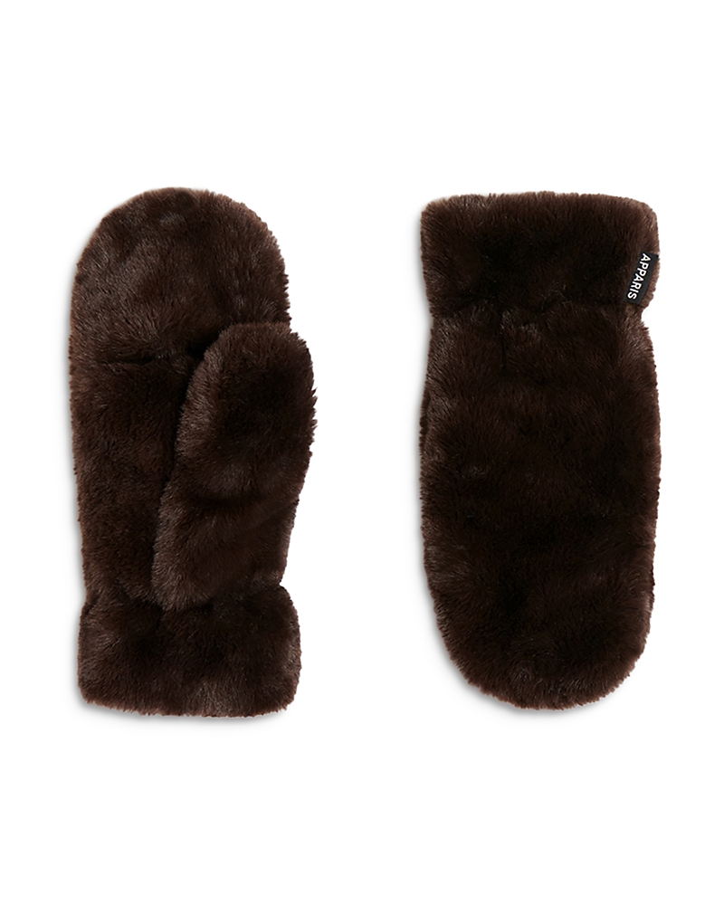 Apparis Coco Faux Fur Mittens In Espresso
