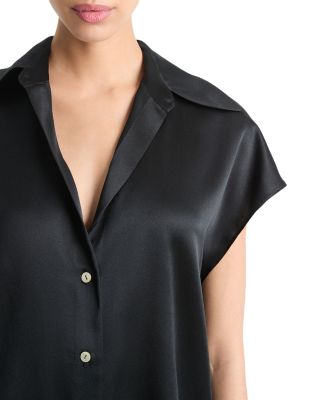 Silk Cap Sleeve Ruched Back Shirt 