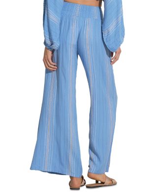 Smocked Waist Swim Cover-Up Pants 