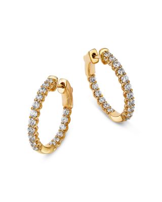 Bloomingdale's Fine Collection - Diamond Inside Out Round Hoop Earrings in 14K Yellow Gold, 1 tcw