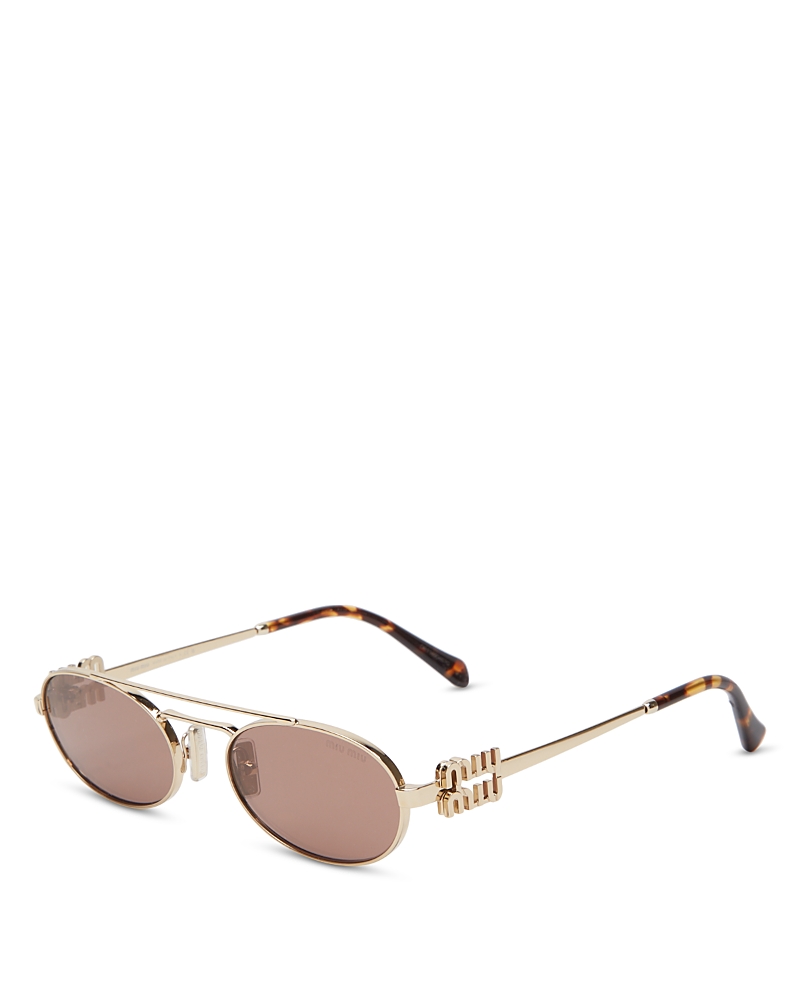Miu Miu Miu Mens Gold Mu 54zs Oval-frame Metal Sunglasses