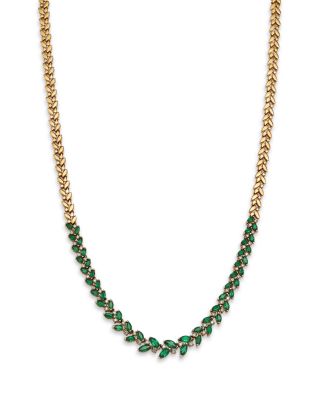 Bloomingdale's Fine Collection - Emerald & Diamond Necklace in 14K Yellow Gold, 16.25"