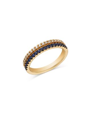 Bloomingdale's Fine Collection - Sapphire & Diamond Double Row Band in 14K Yellow Gold