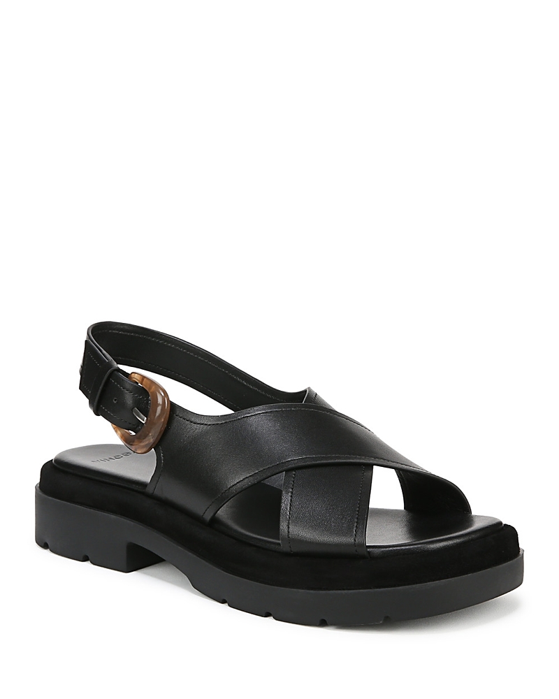 Vince Helena Leather Crisscross Slingback Sandals In Black Leather