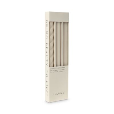 ILLUME - Assorted Cream Candle Tapers, Set of 3