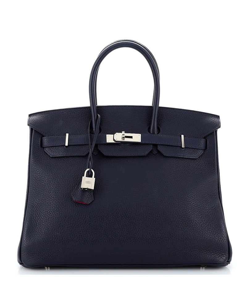 Pre-Owned Hermes Birkin 35 Handbag Verso Clemence with Palladium Hardware
