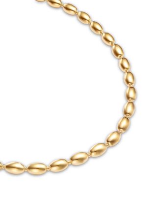 14K Yellow Gold Oval Bead Necklace, 18"