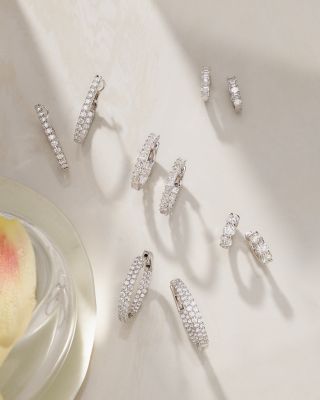 Diamond Double Row Inside Out Hoop Earrings in 14K White Gold, 2.50 tcw 