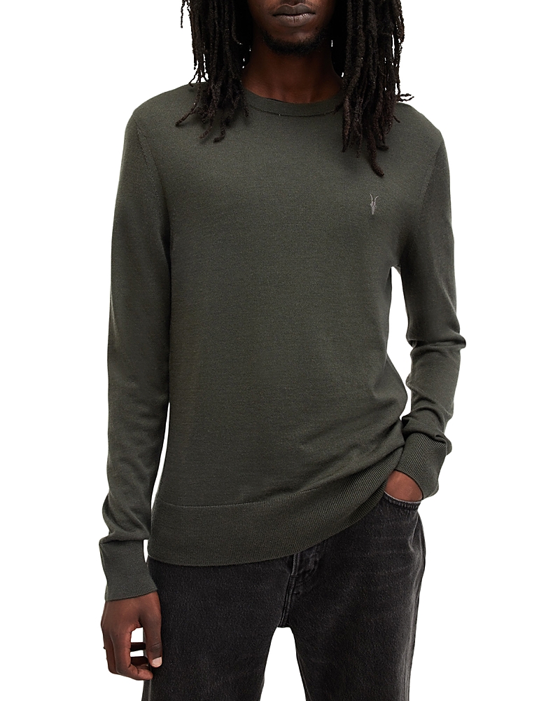 Allsaints Mode Merino Crew Neck Ramskull Jumper In Grange Green